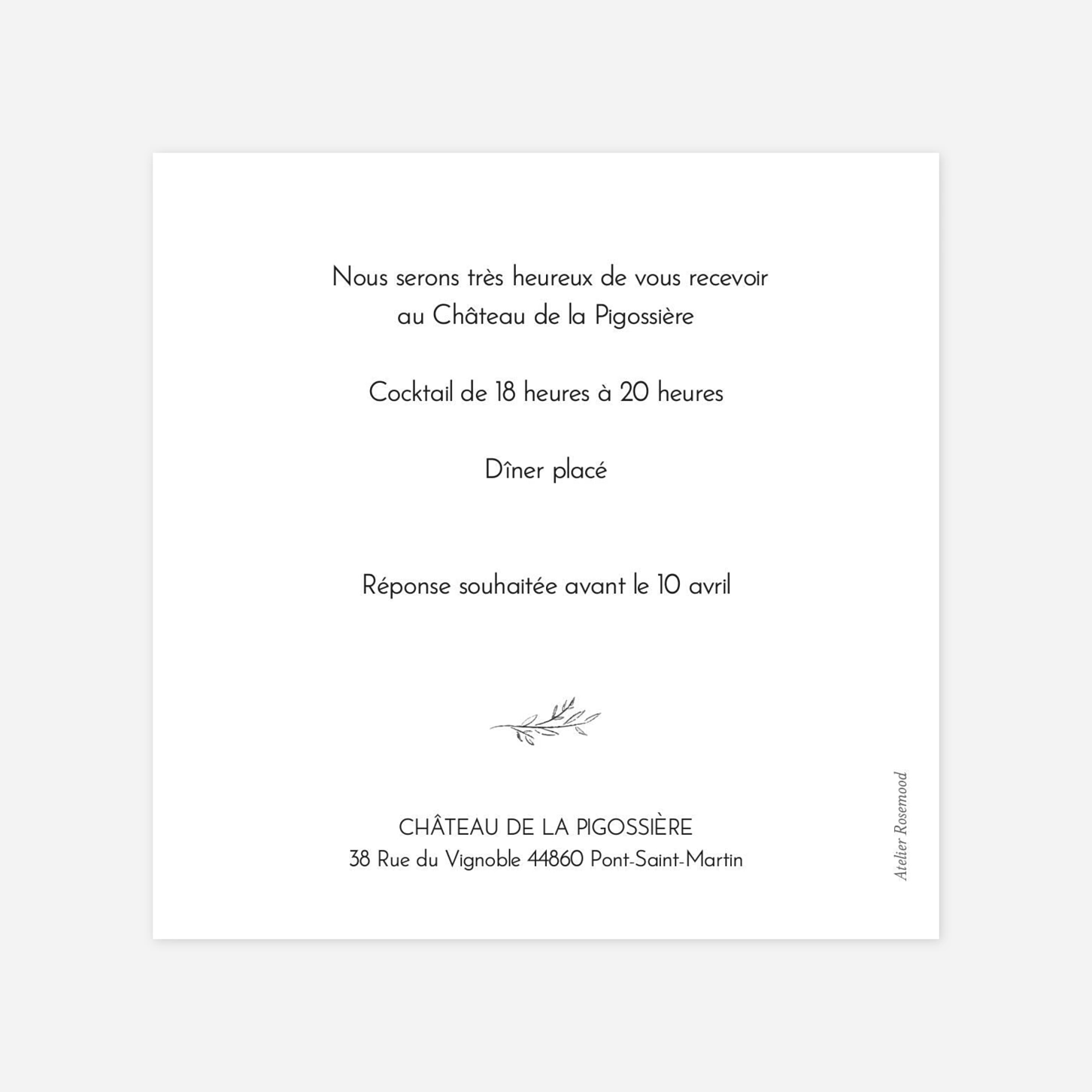 Carton d'invitation Les mariés champêtres