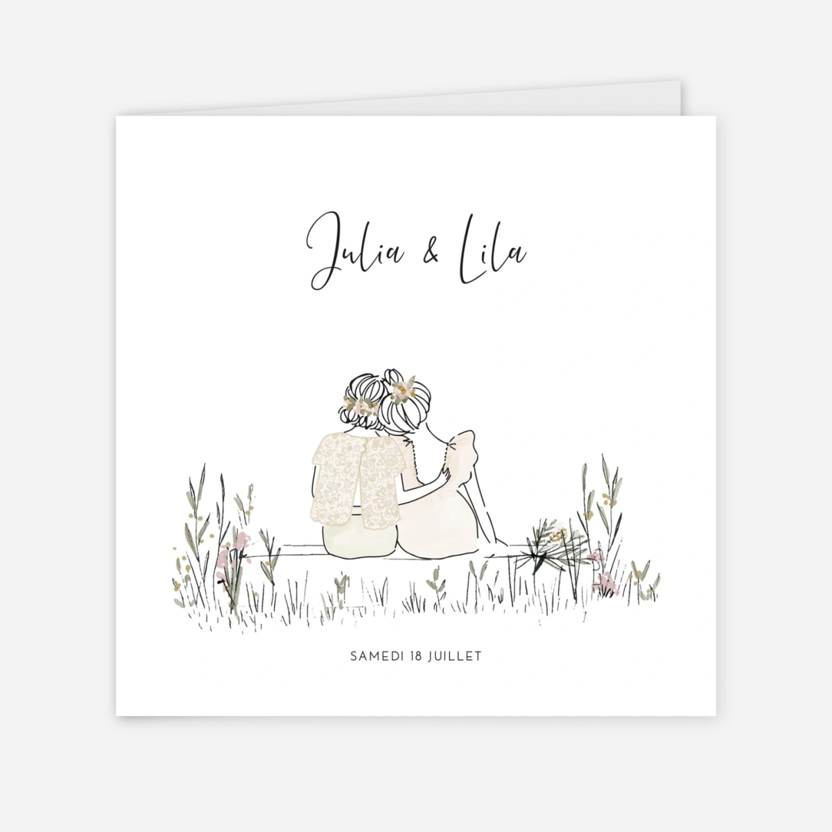 Faire-part mariage Les mariés champêtres