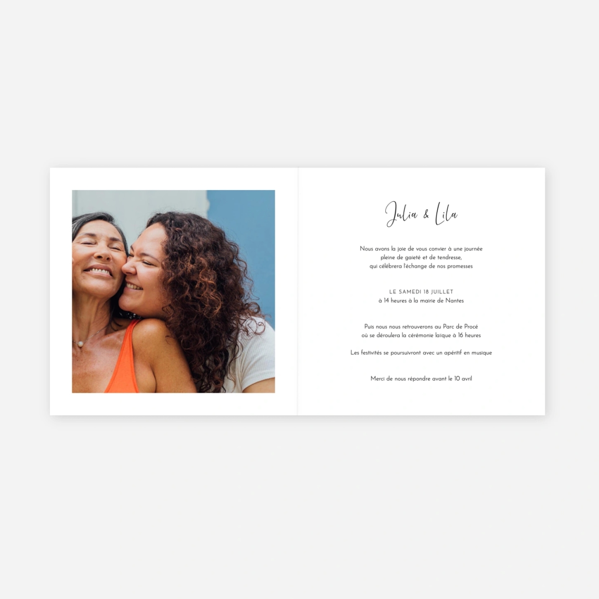 Faire-part mariage Les mariés champêtres