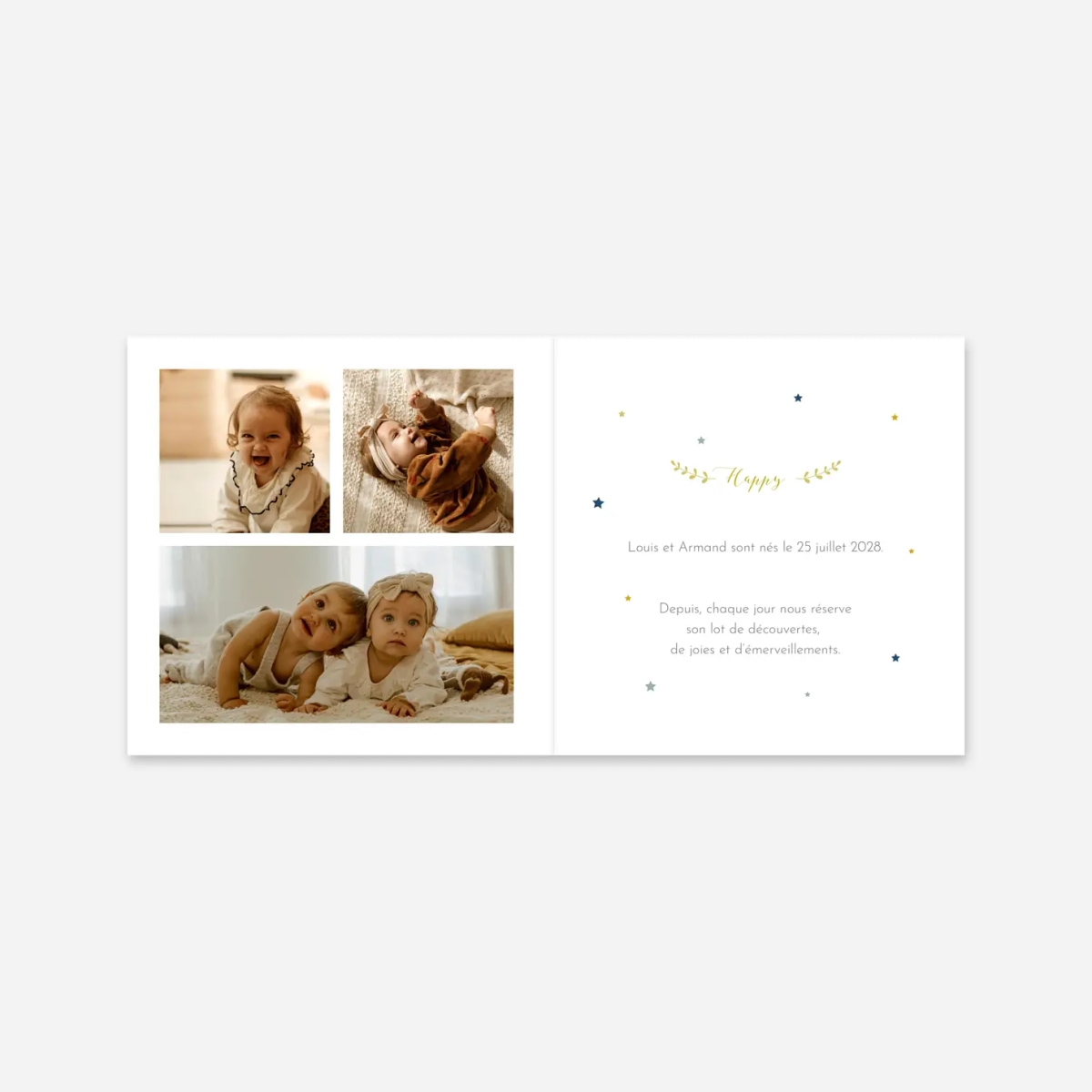 Faire-part naissance Lovely family jumeaux