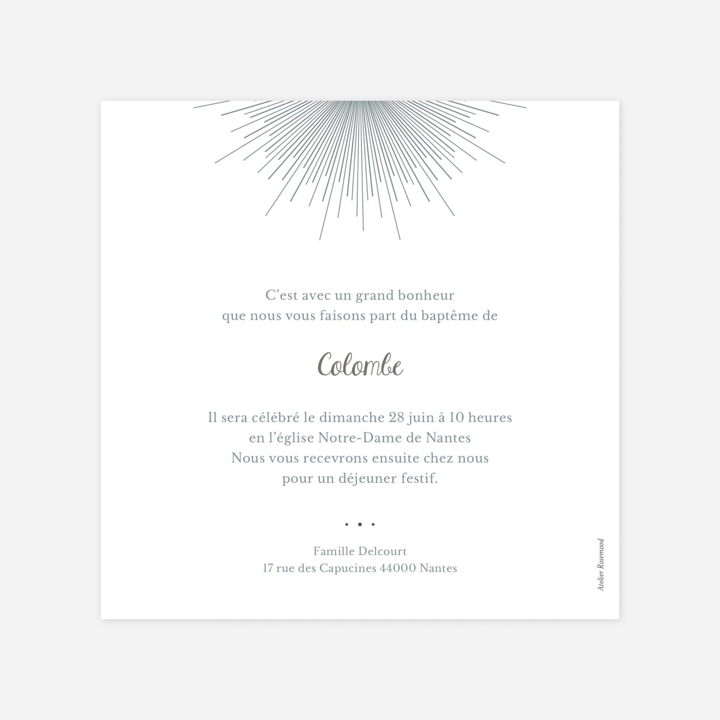 Faire-part baptême Lumiêre