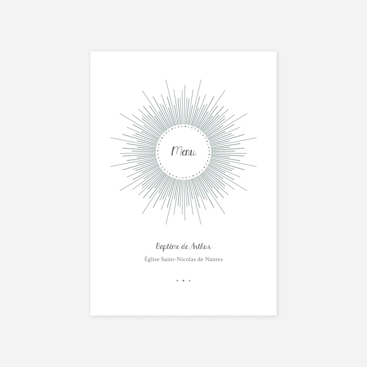 Menu baptême Lumiêre