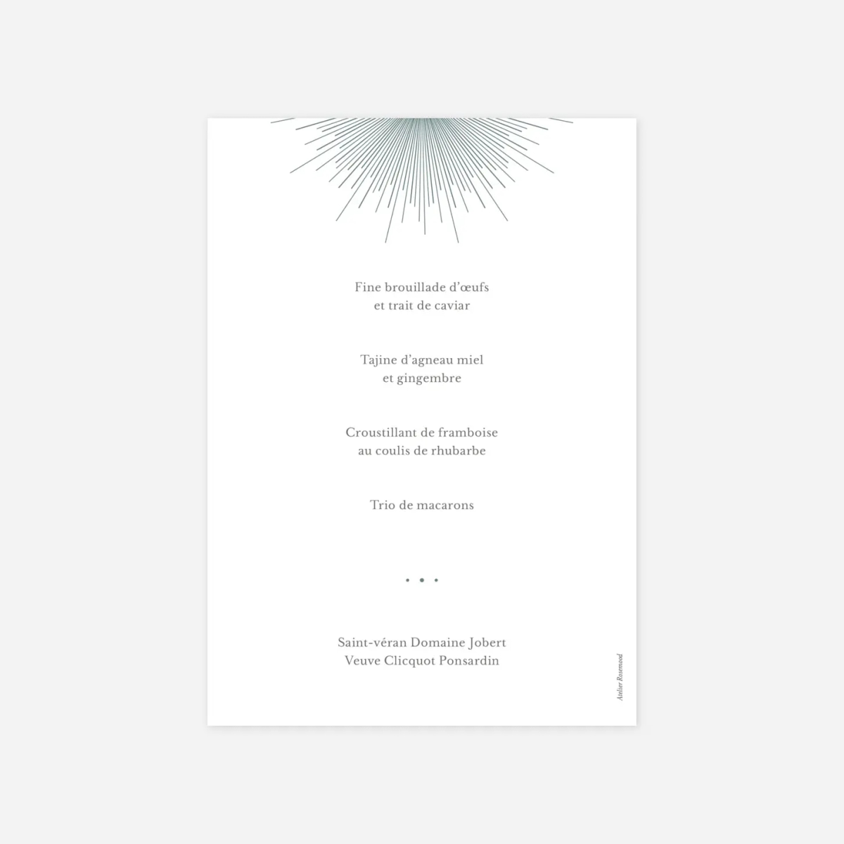 Menu baptême Lumiêre