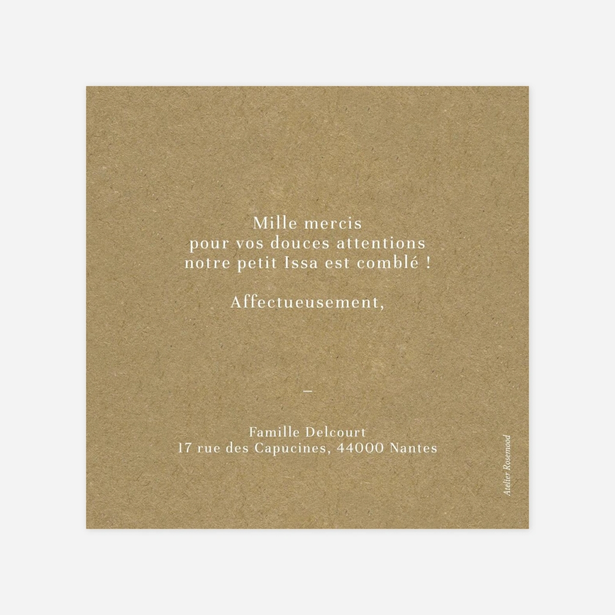 Carte remerciement naissance Magazine