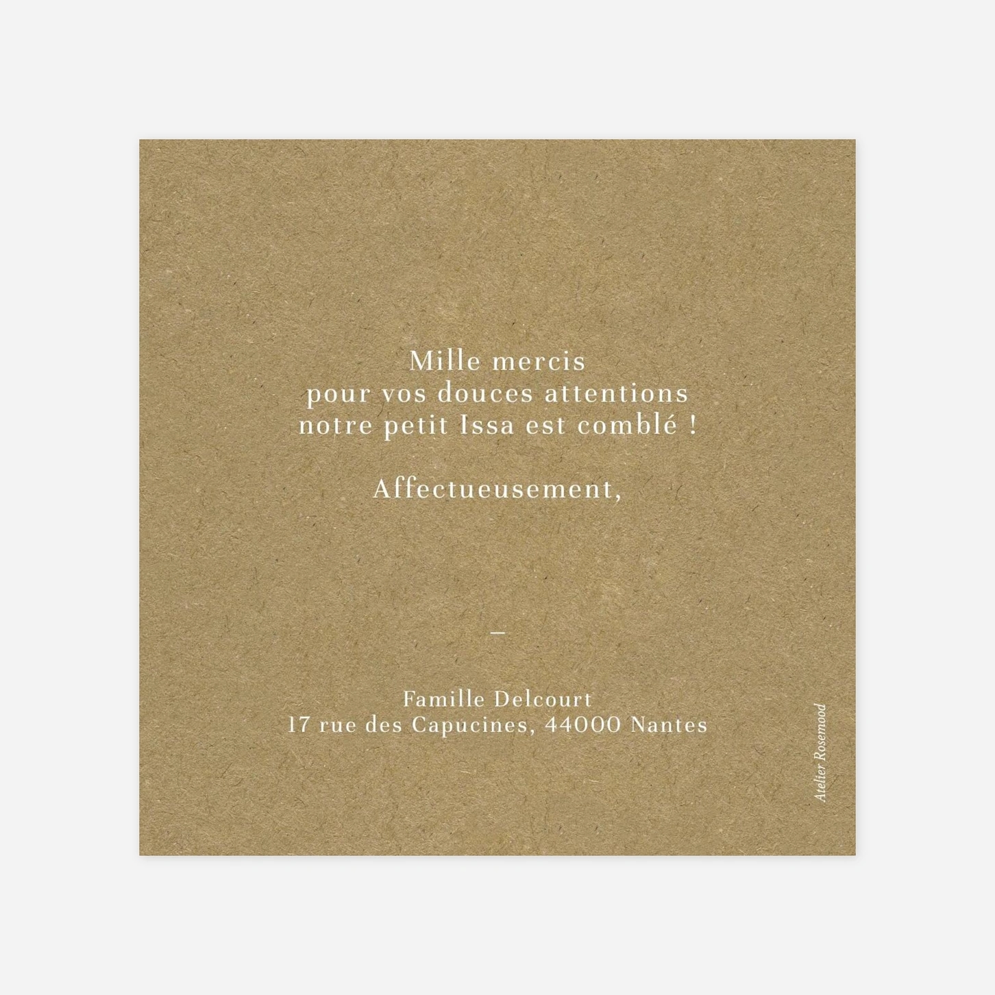 Carte remerciement naissance Magazine