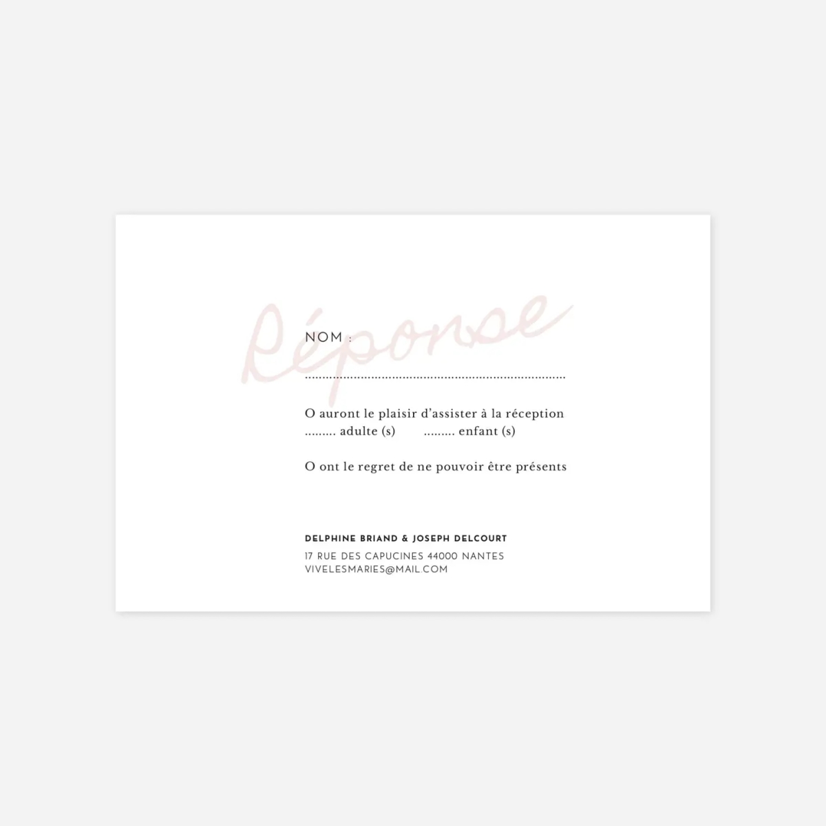Carton réponse Manuscrit