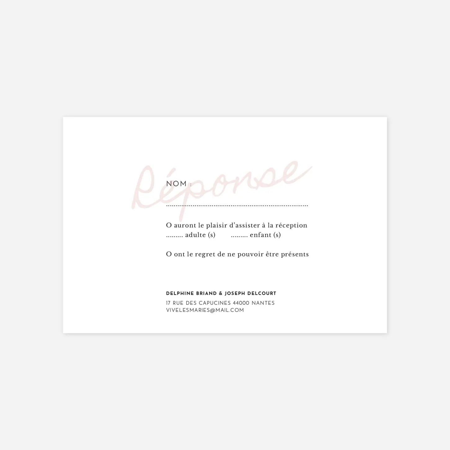 Carton réponse Manuscrit