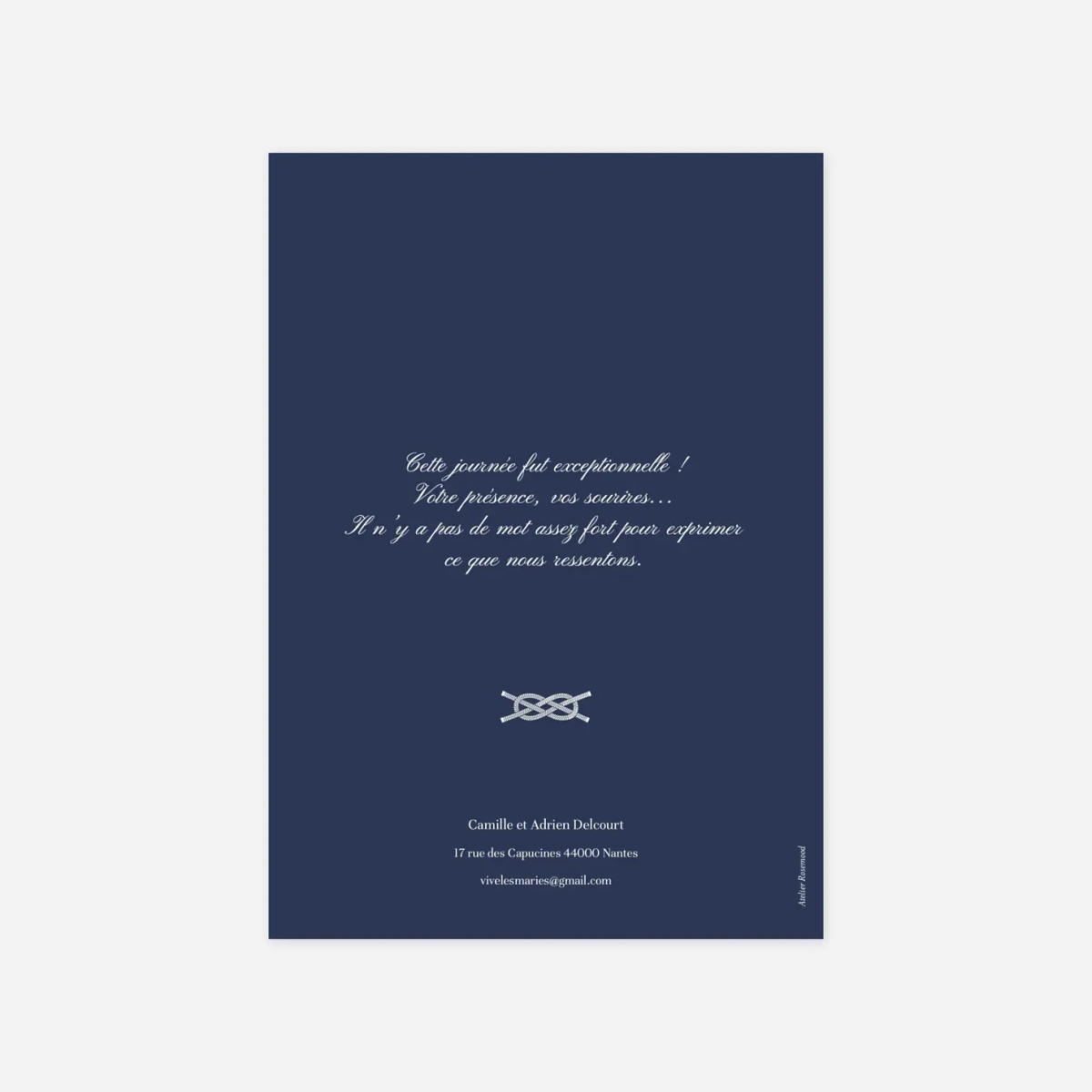 Carte de remerciements Marin