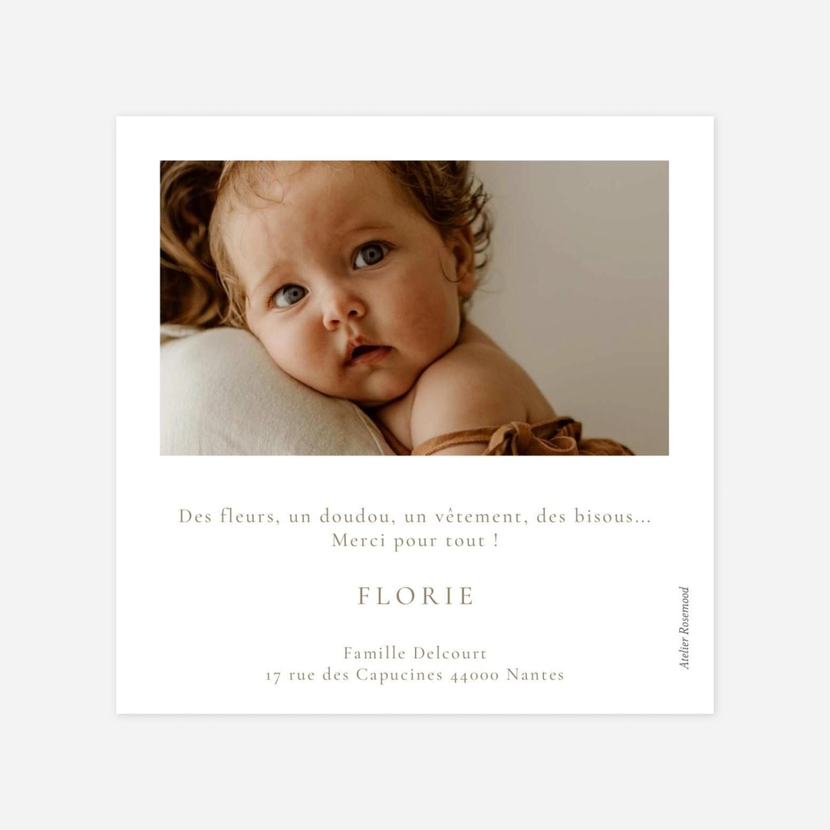 Carte remerciement naissance Matin