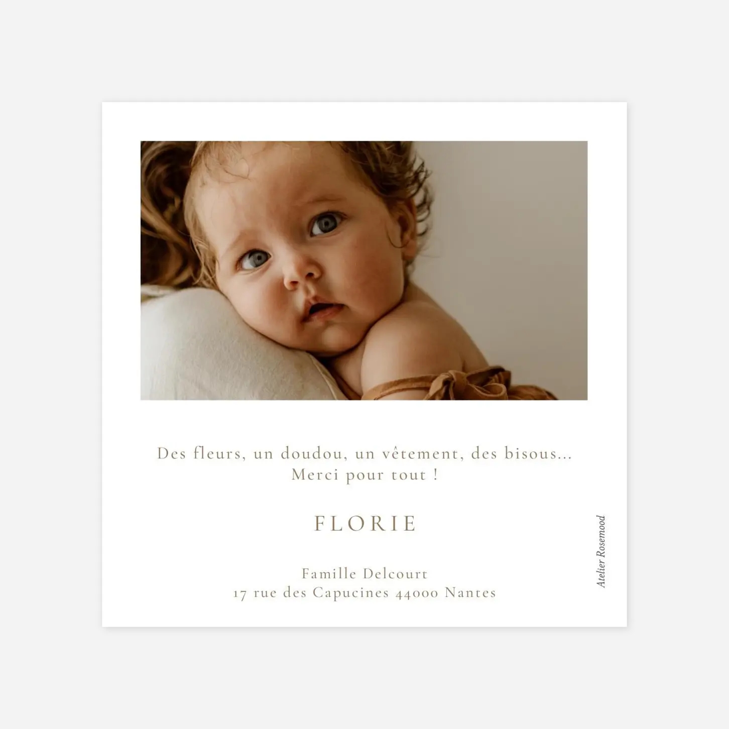 Carte remerciement naissance Matin