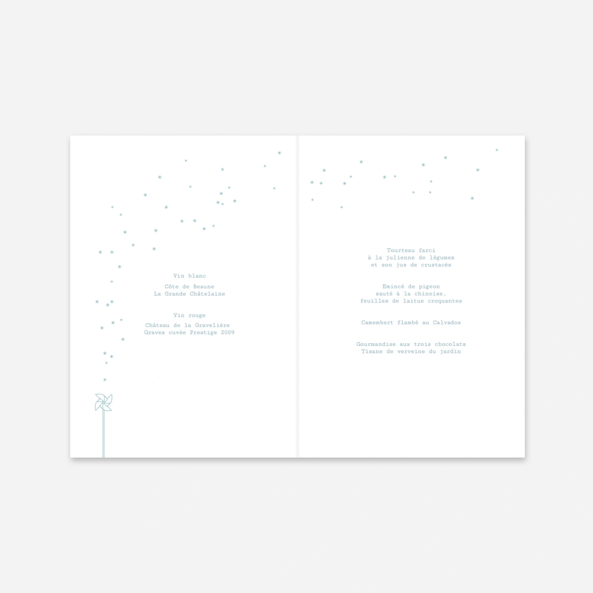 Menu baptême Moulin à vent