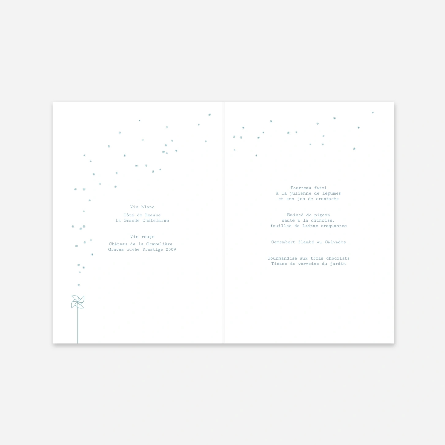 Menu baptême Moulin à vent