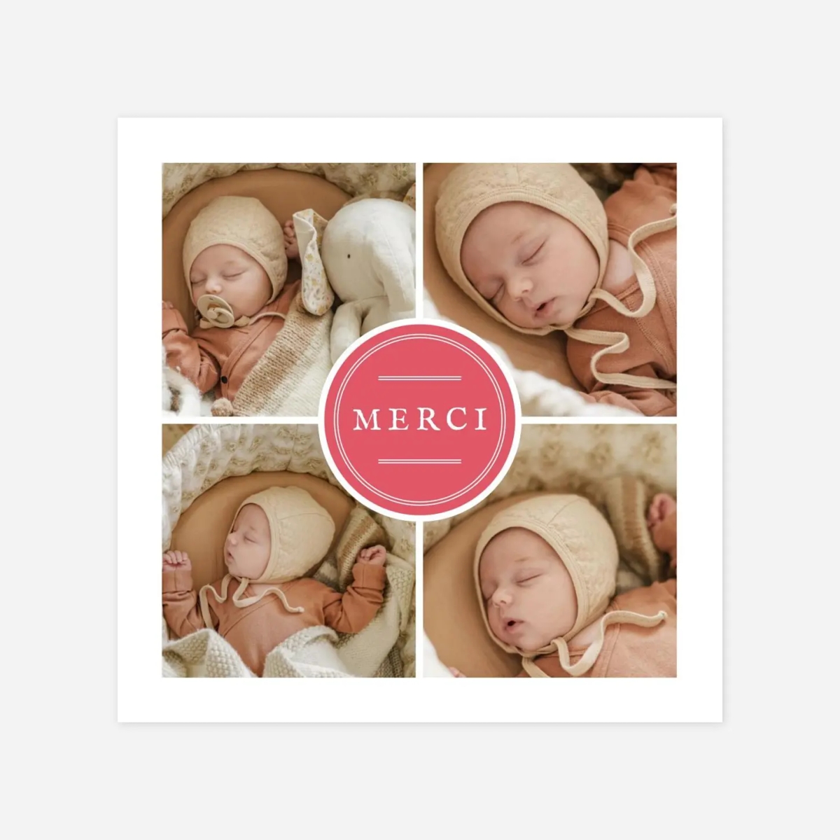 Carte remerciement naissance Médaillon