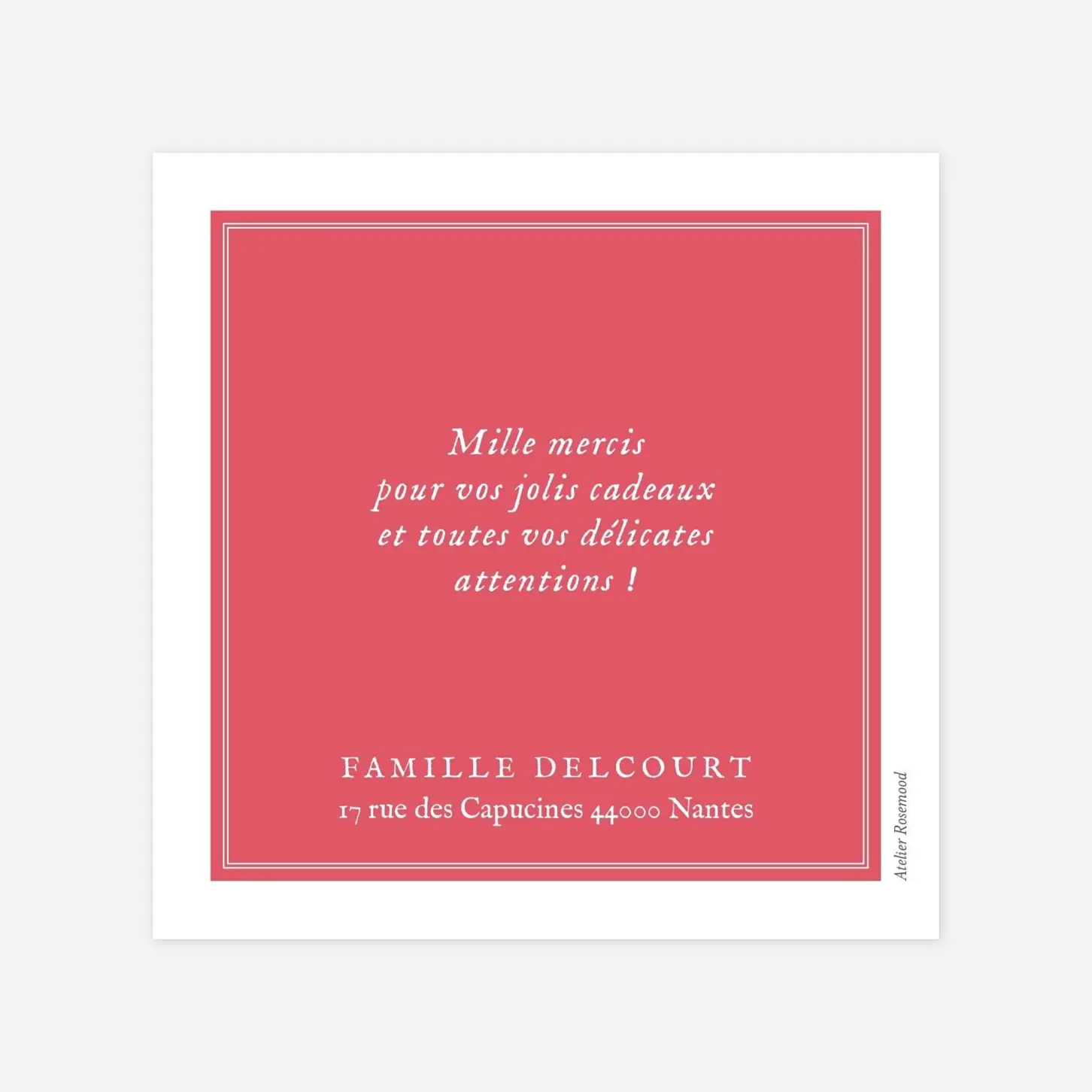 Carte remerciement naissance Médaillon