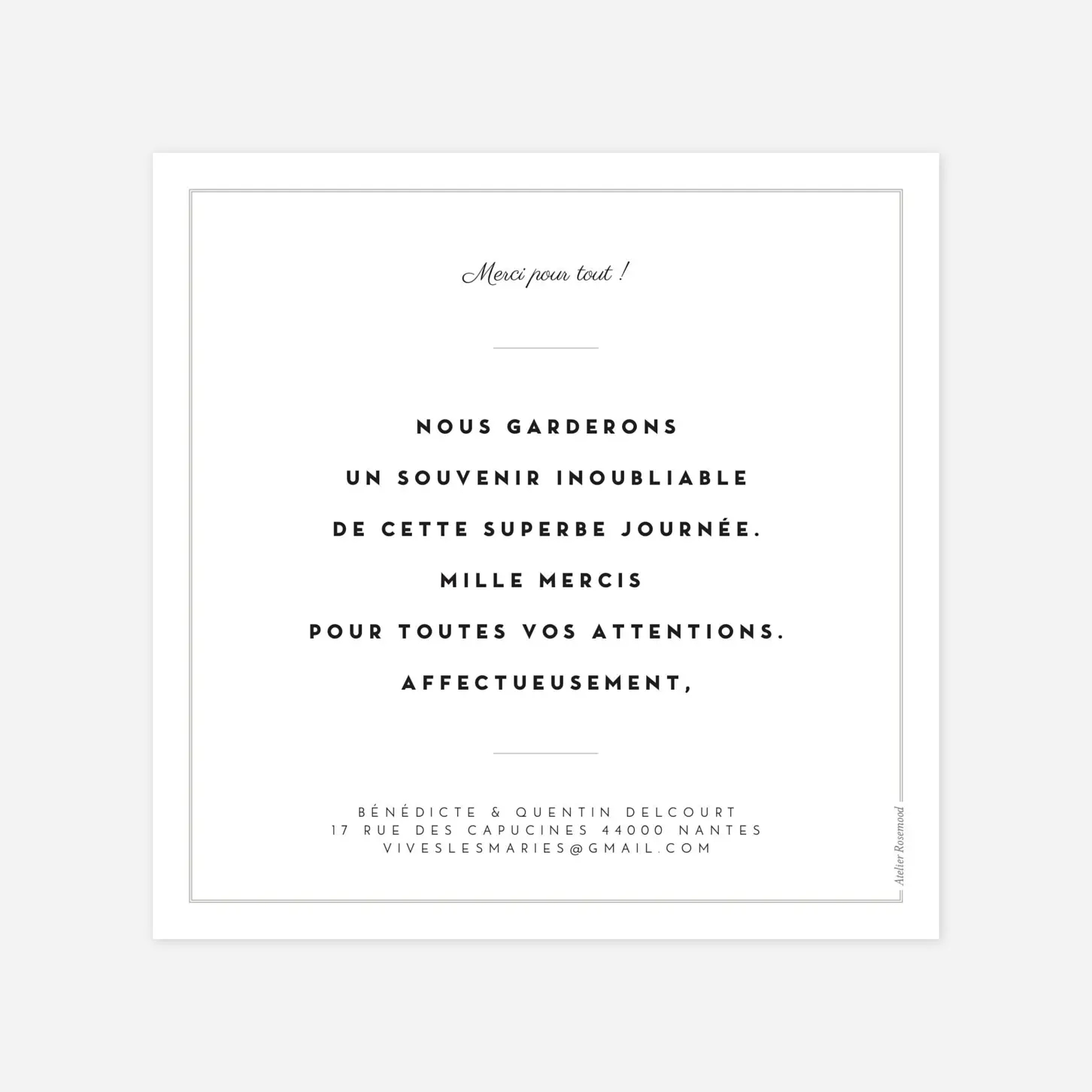 Carte de remerciements Médaillon