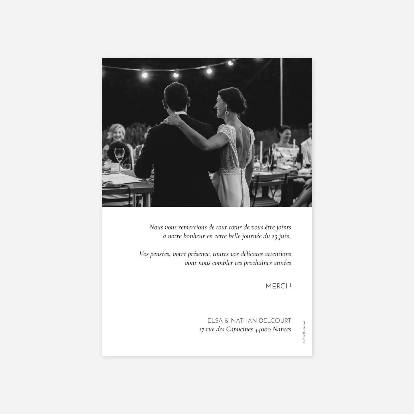 Carte de remerciements Merci