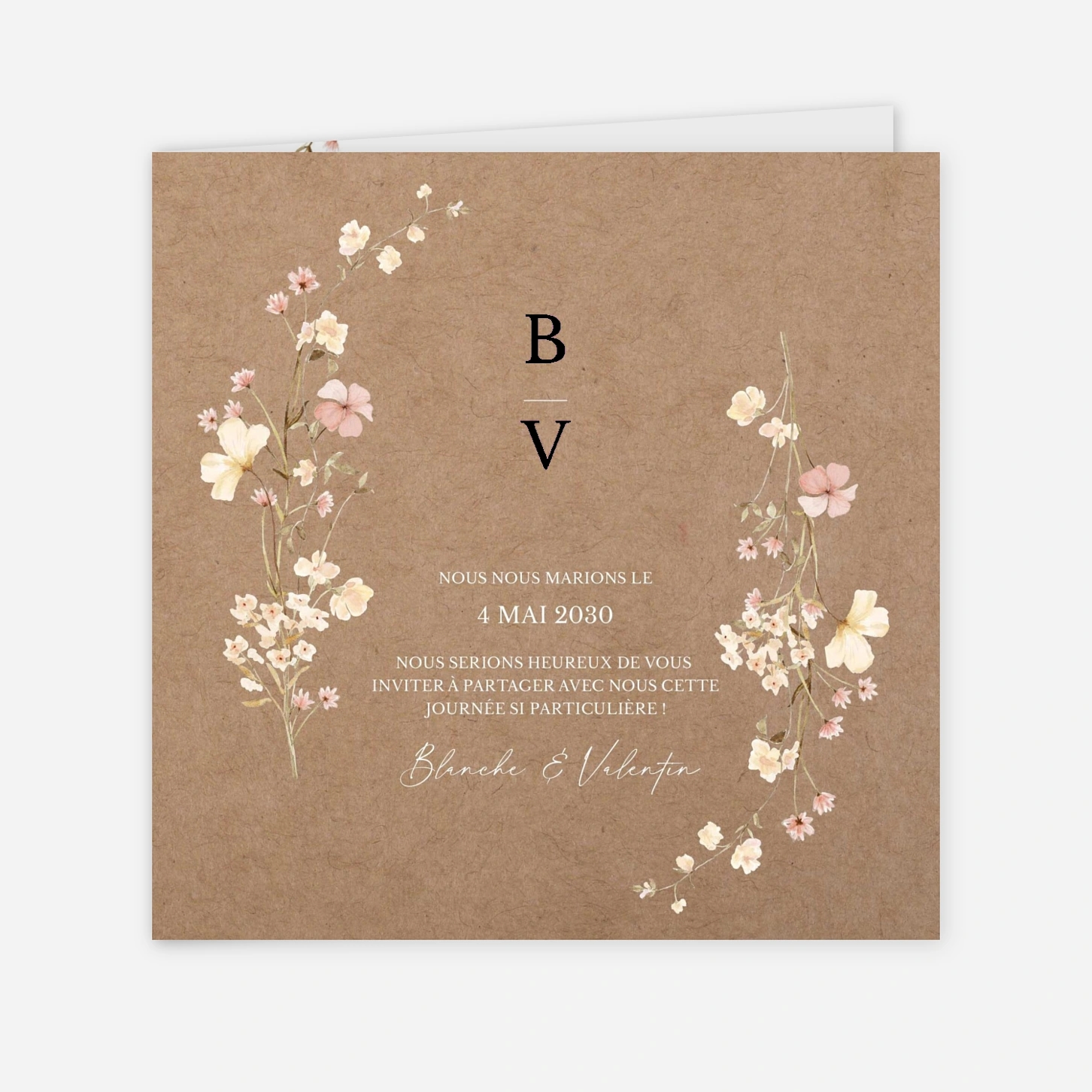 Faire-part mariage Monogramme Floral