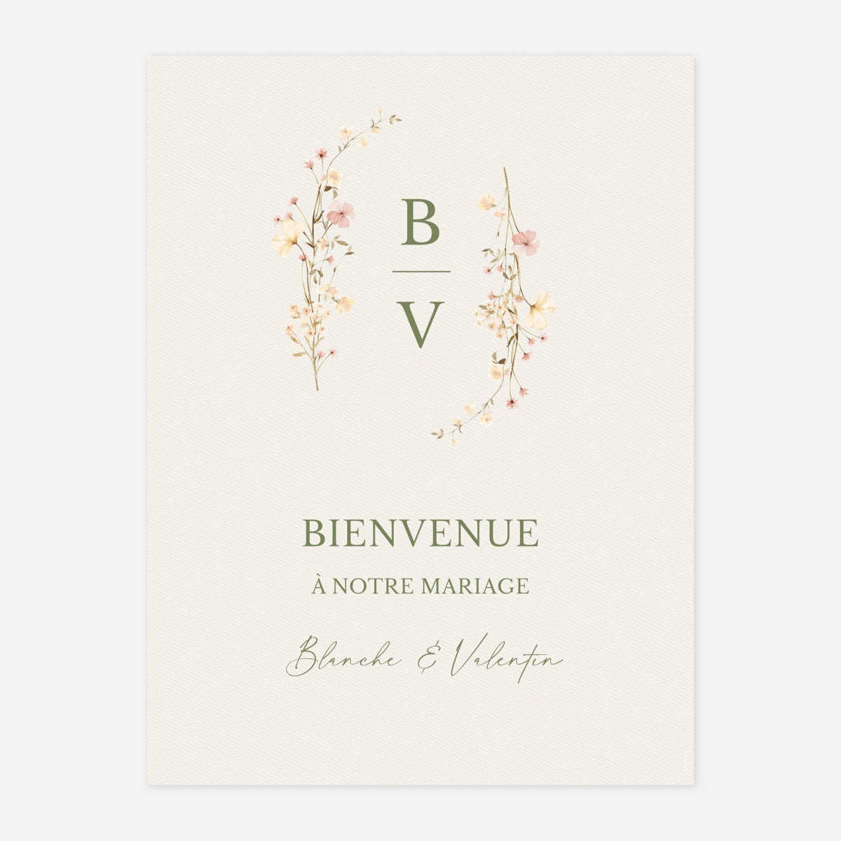 Panneau mariage Monogramme Floral