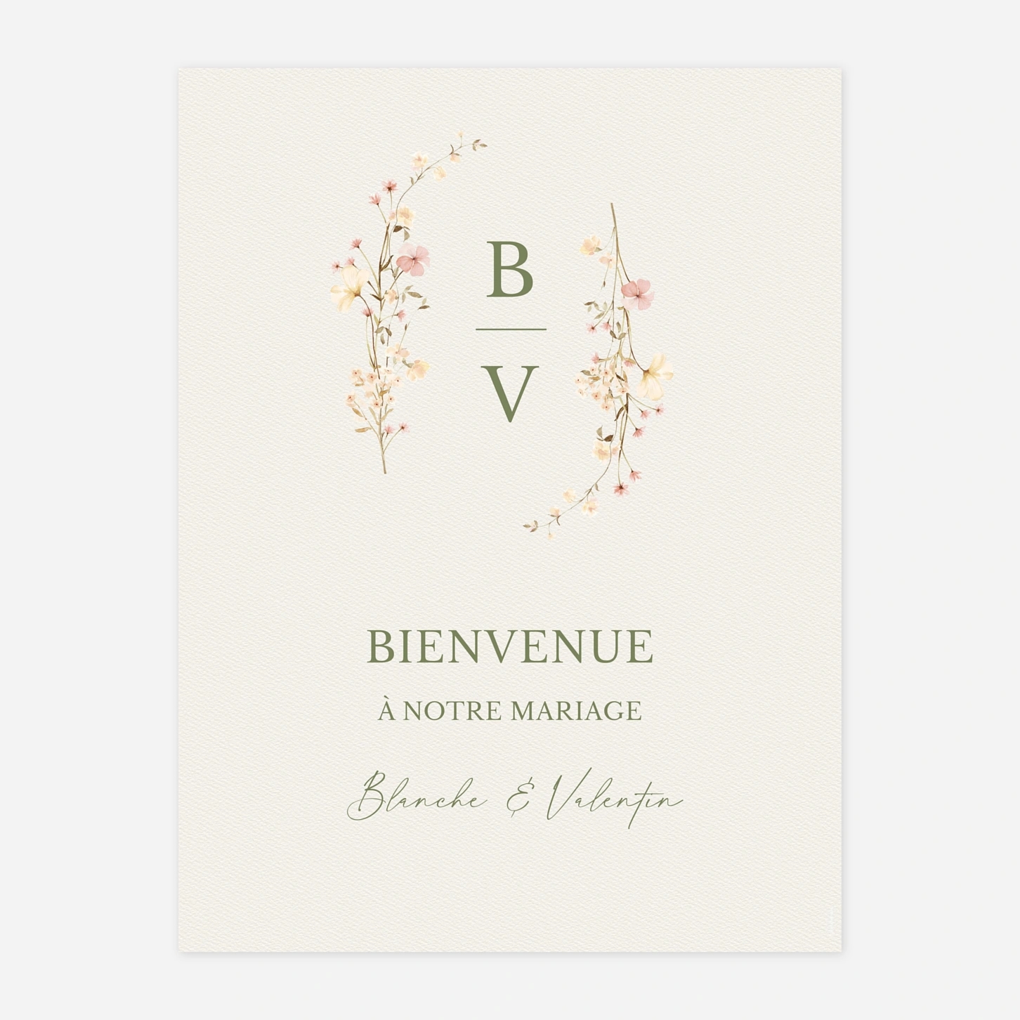 Panneau mariage Monogramme Floral