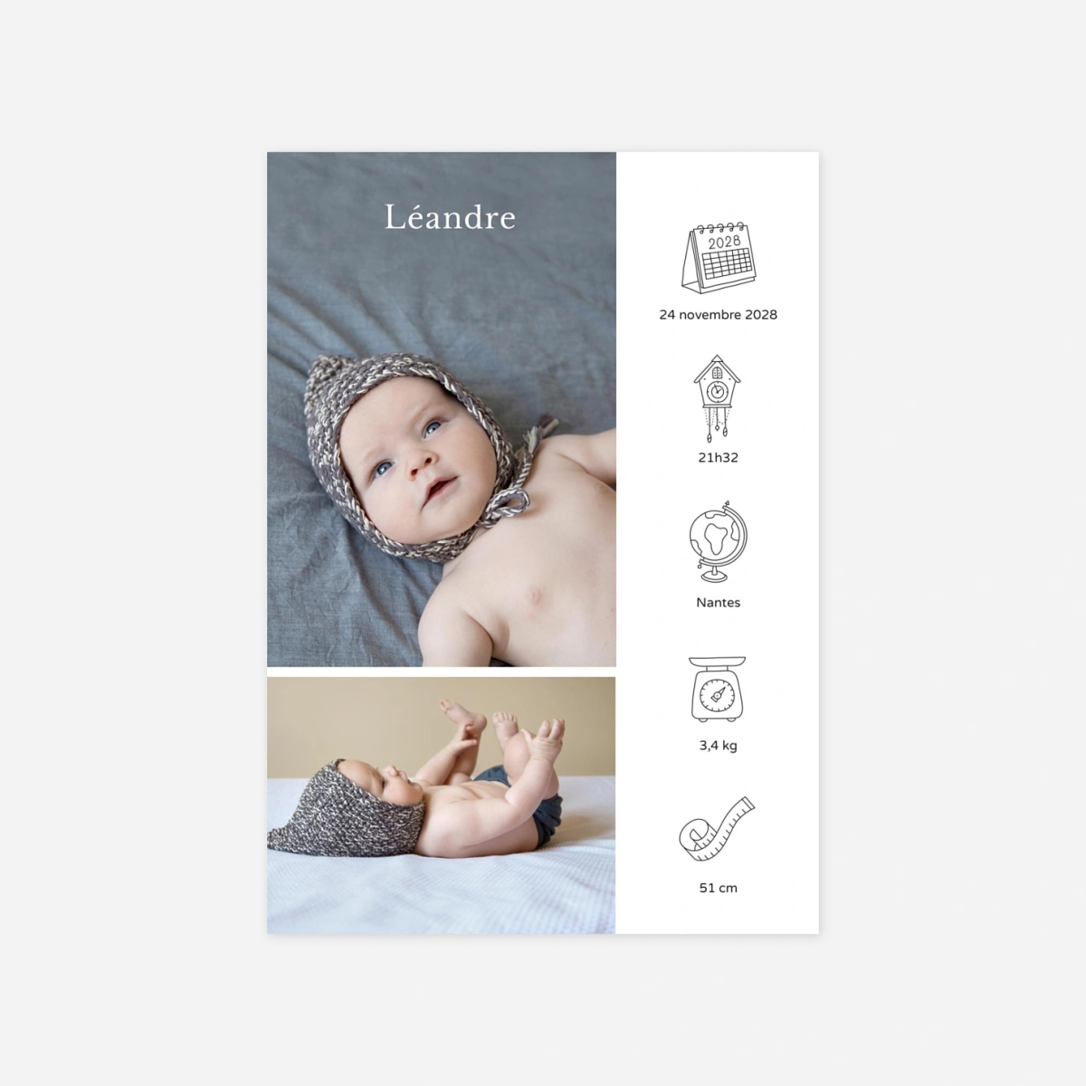 Faire-part naissance Mon histoire en pictos