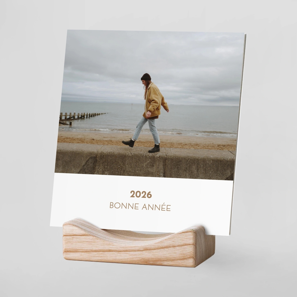 Calendrier photo avec support bois Minimaliste