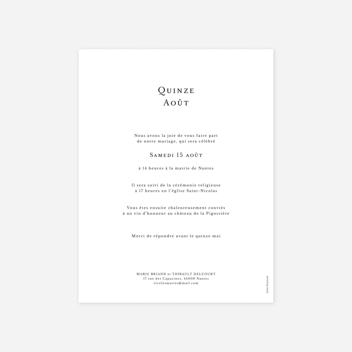 Faire-part mariage Mariés minimalistes