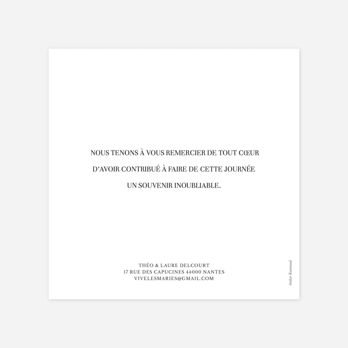 Carte de remerciements Moderne chic