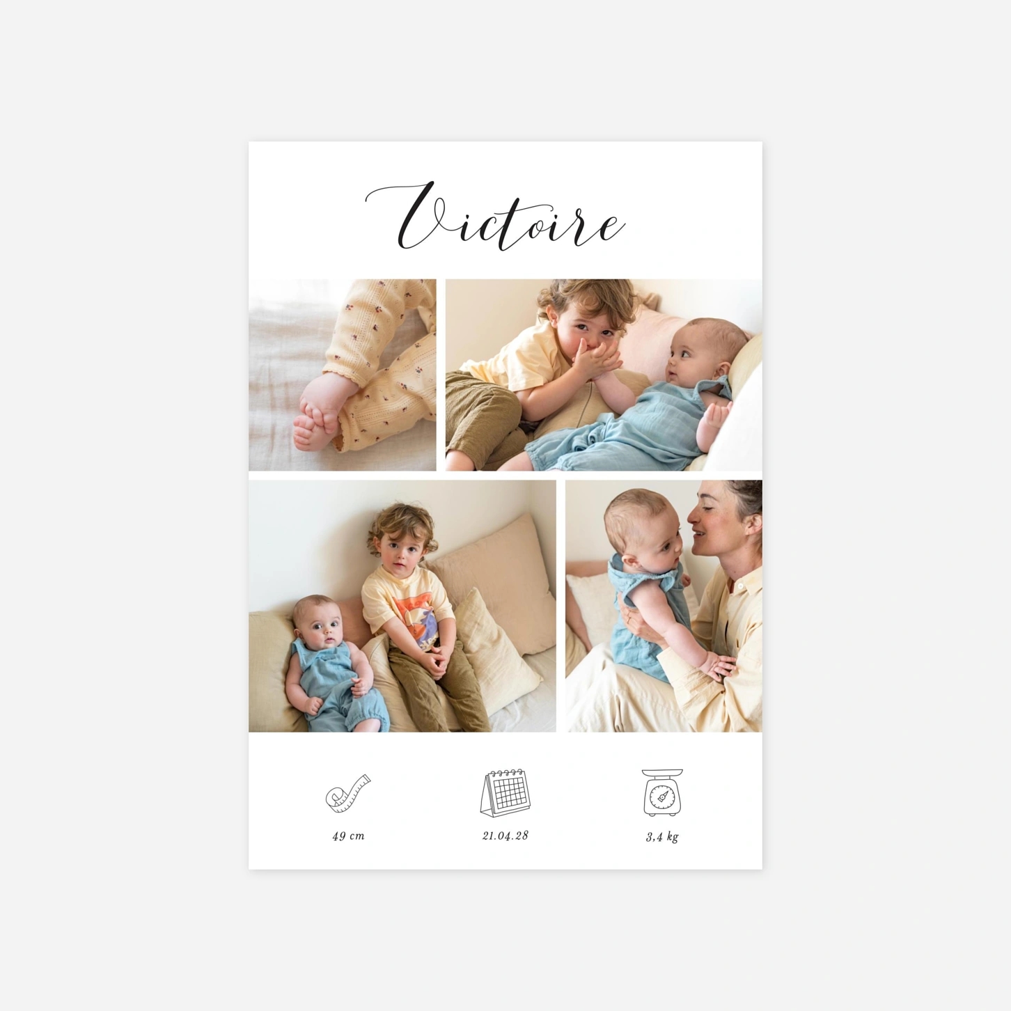 Faire-part naissance Mes petits pictos multi photo