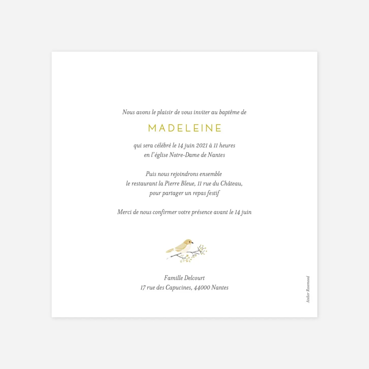 Faire-part baptême Mon petit trousseau