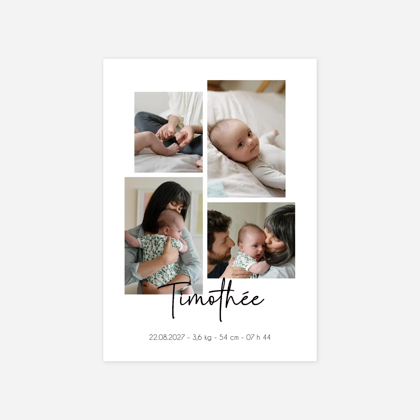 Faire-part naissance Multiphotos minimaliste