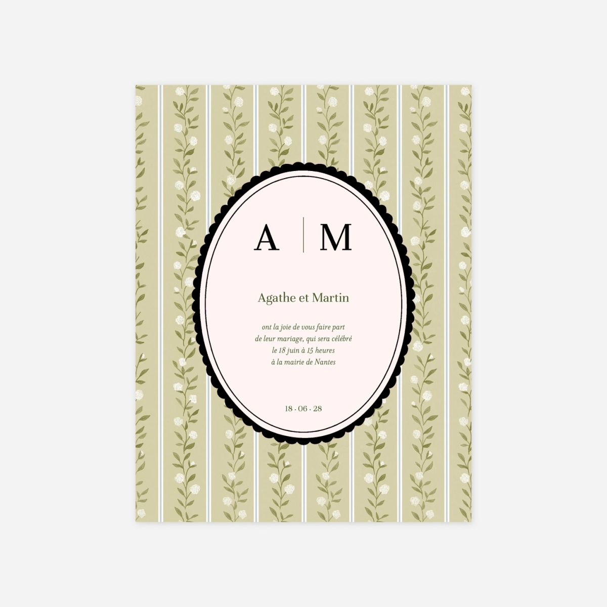 Faire-part mariage Médaillon vintage