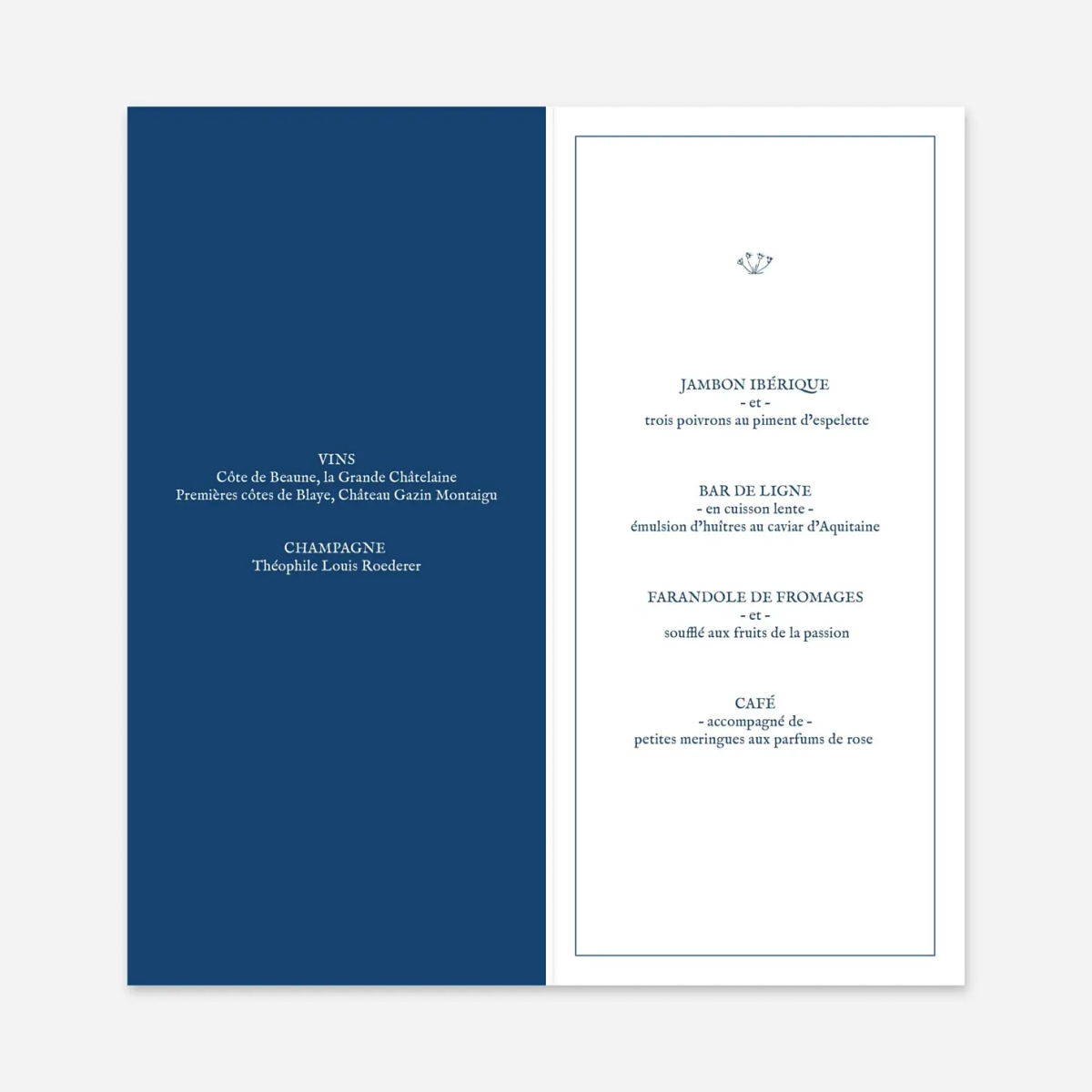 Menu mariage Nature chic