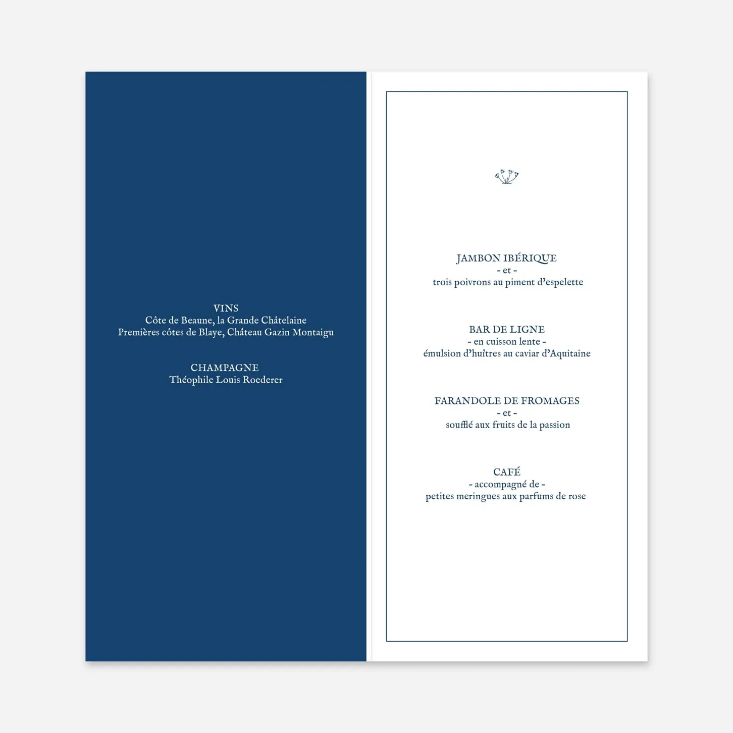 Menu mariage Nature chic