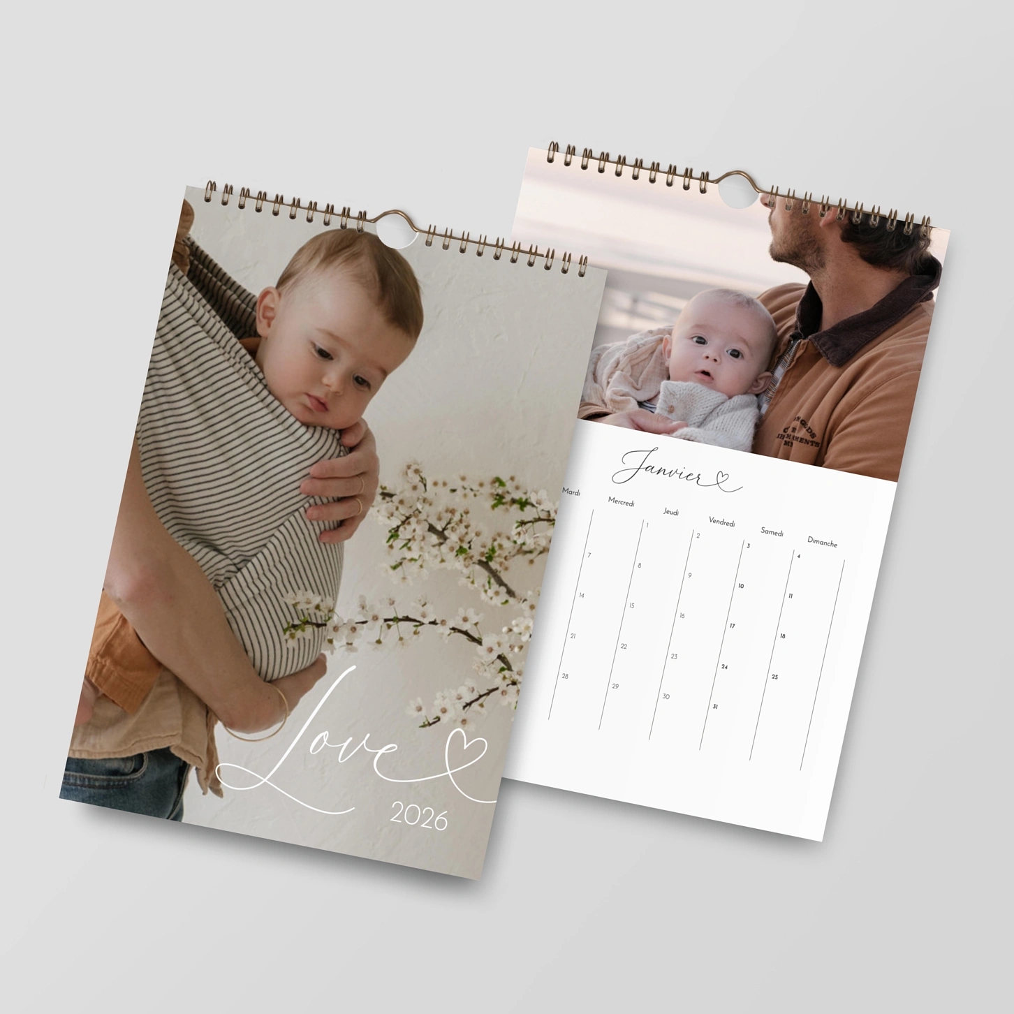 Calendrier mural cases personnalisables Nouvelle année dorée