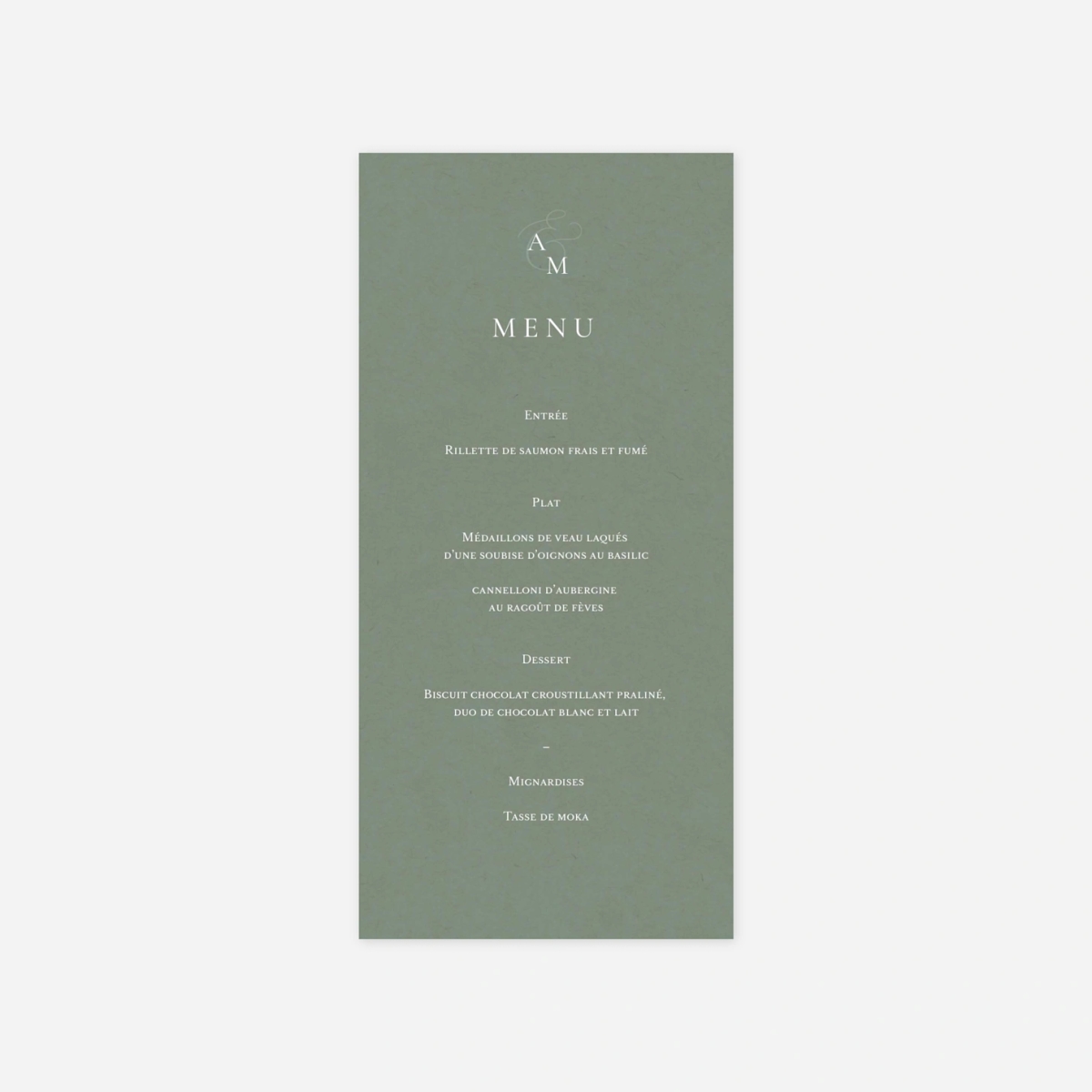 Menu mariage Notre lien