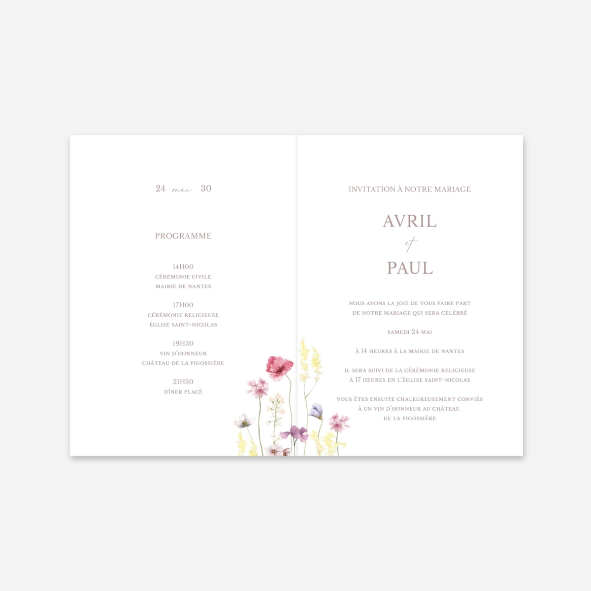 Faire-part mariage Noces fleuries