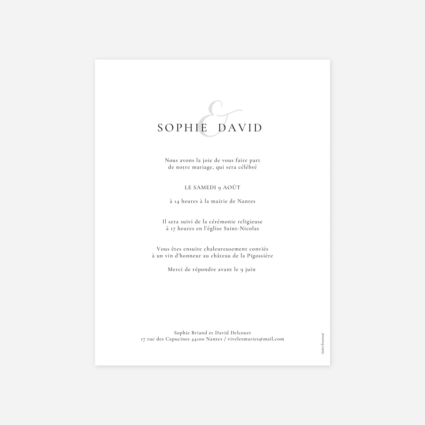 Faire-part mariage Nos prénoms