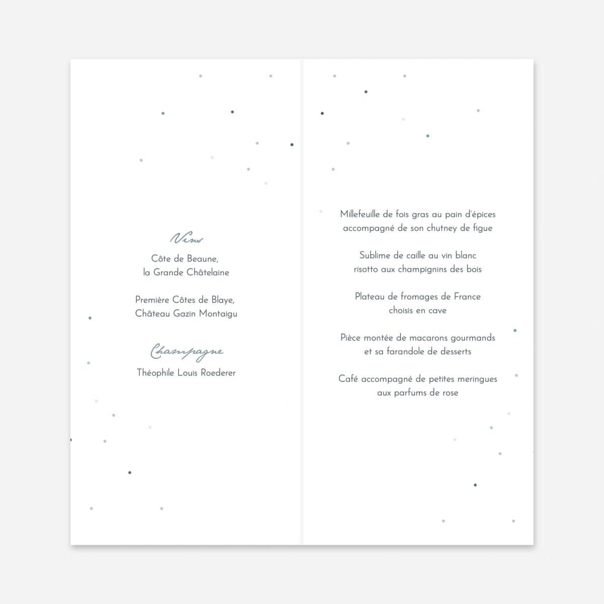 Menu mariage Nuit d'été