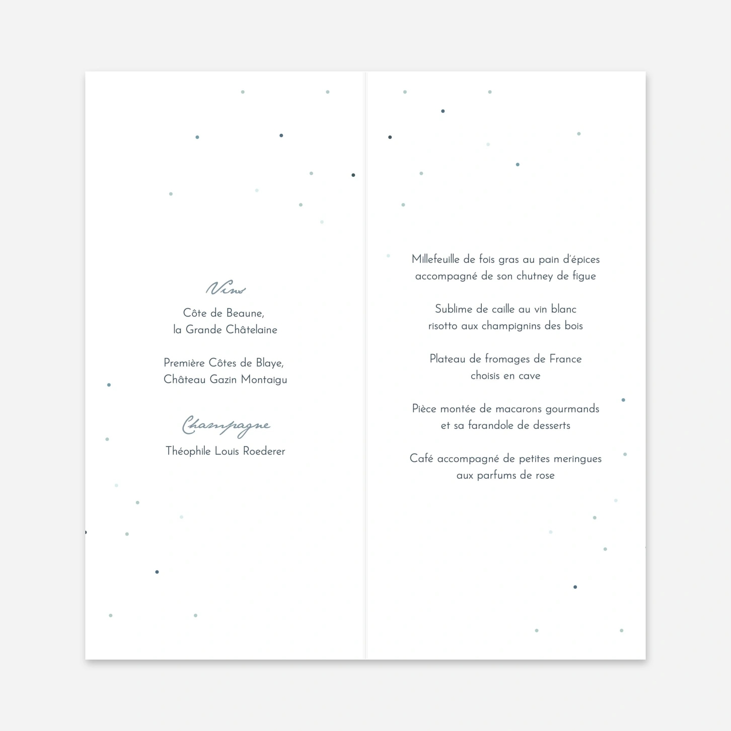 Menu mariage Nuit d'été