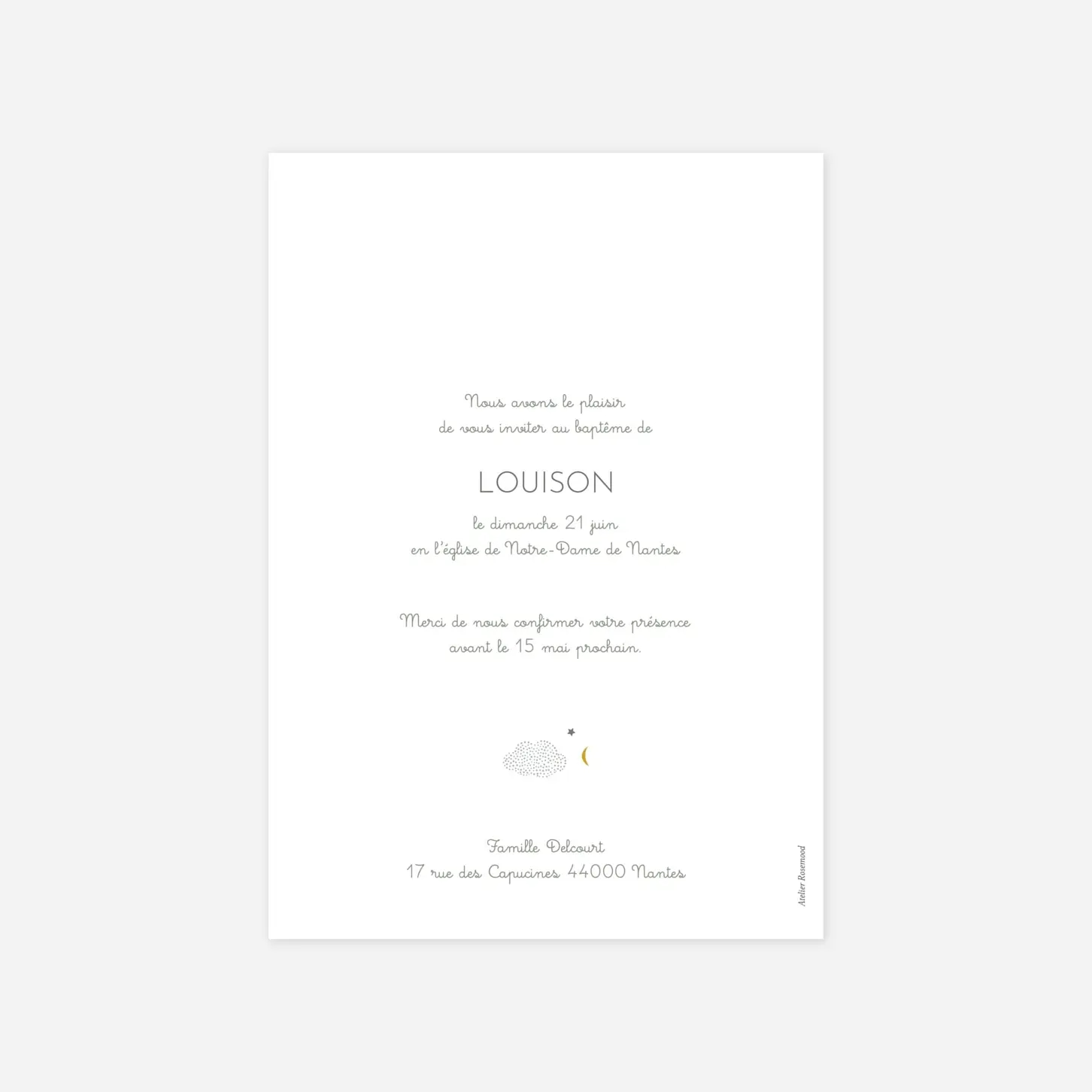 Faire-part baptême Nuage de lait