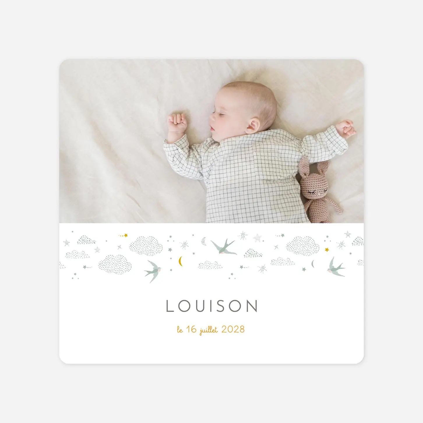 Faire-part naissance Nuage de lait