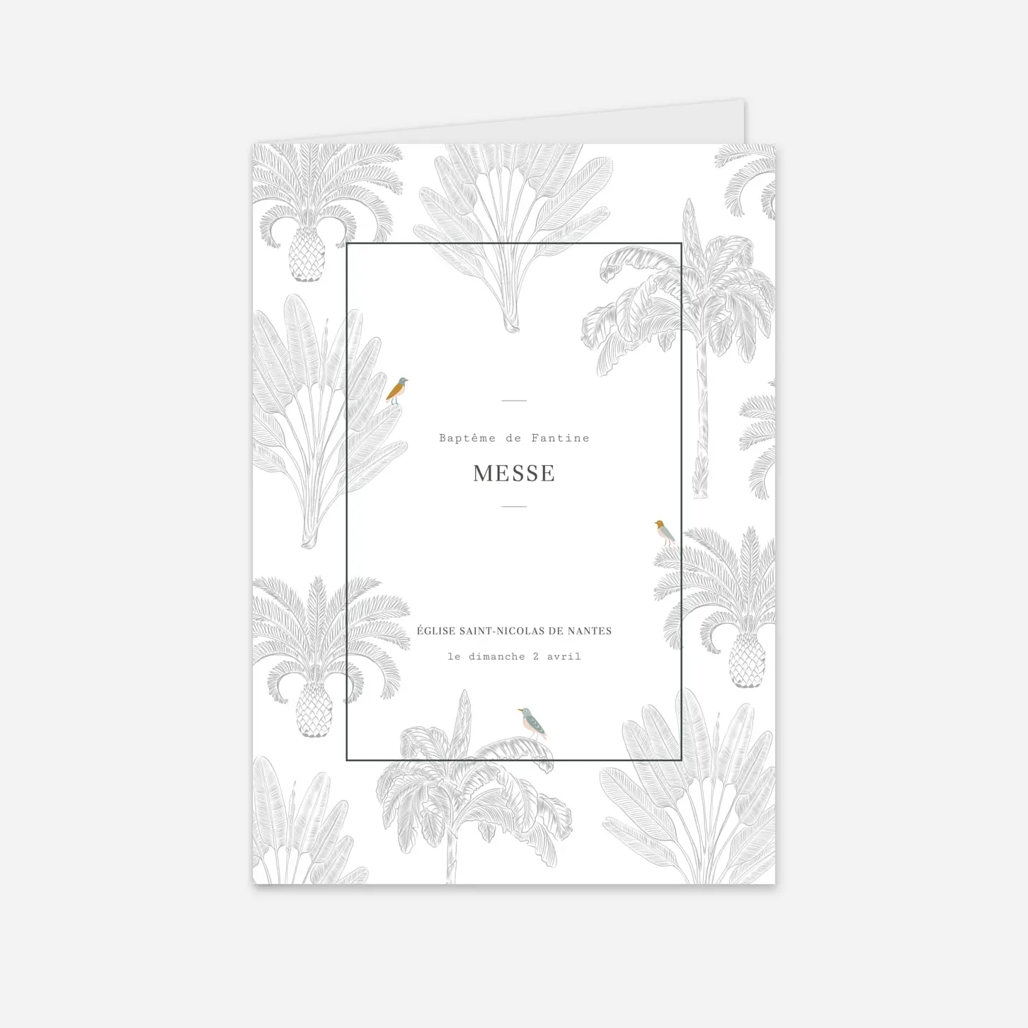 Livret de messe baptême Oiseaux de paradis