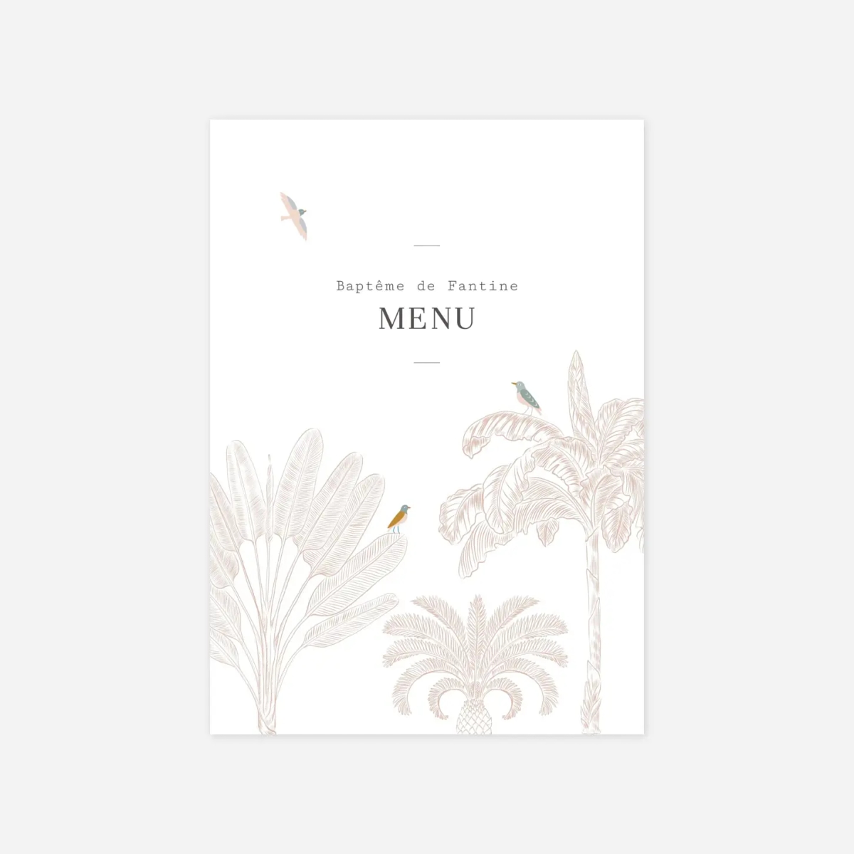 Menu baptême Oiseaux de paradis