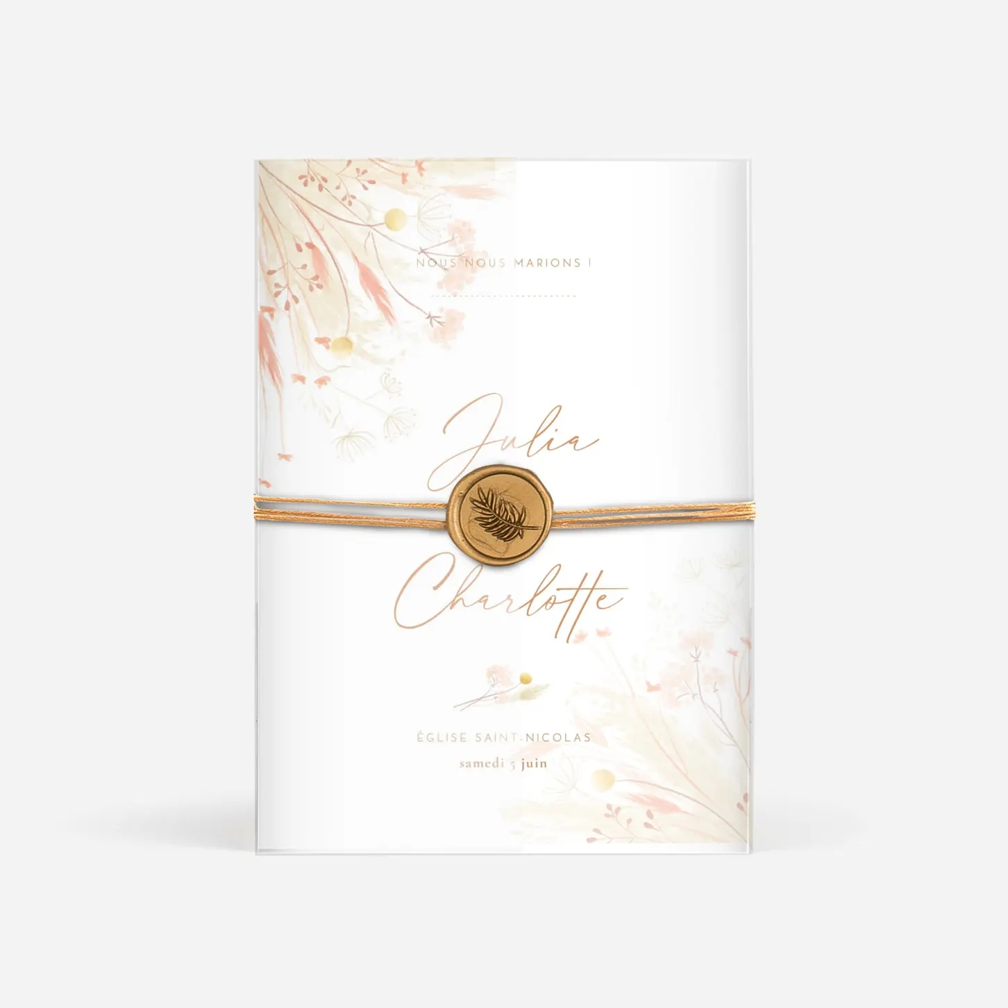 Faire-part mariage Pampas fleuries