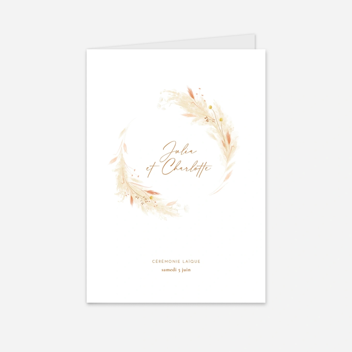 Livret de messe mariage Pampas fleuries