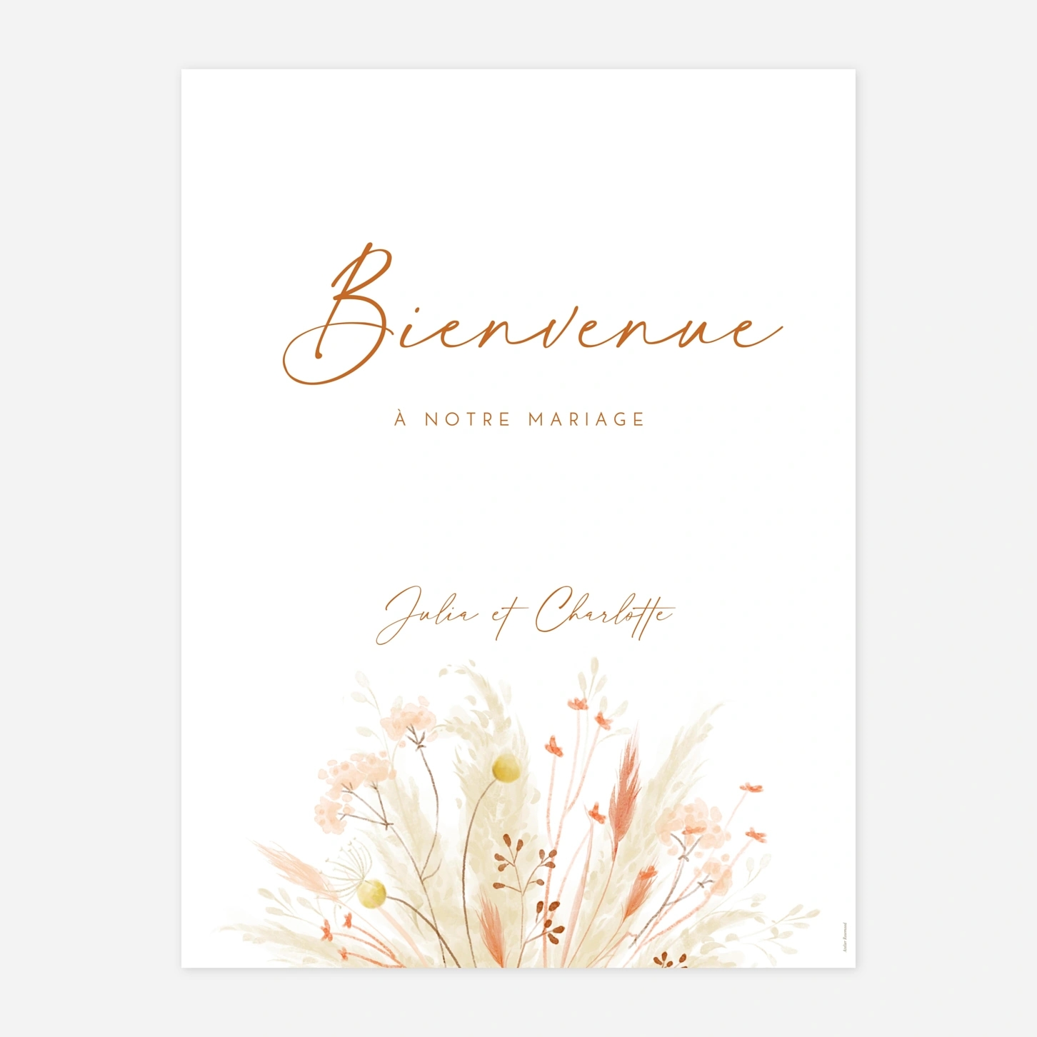 Panneau mariage Pampas fleuries