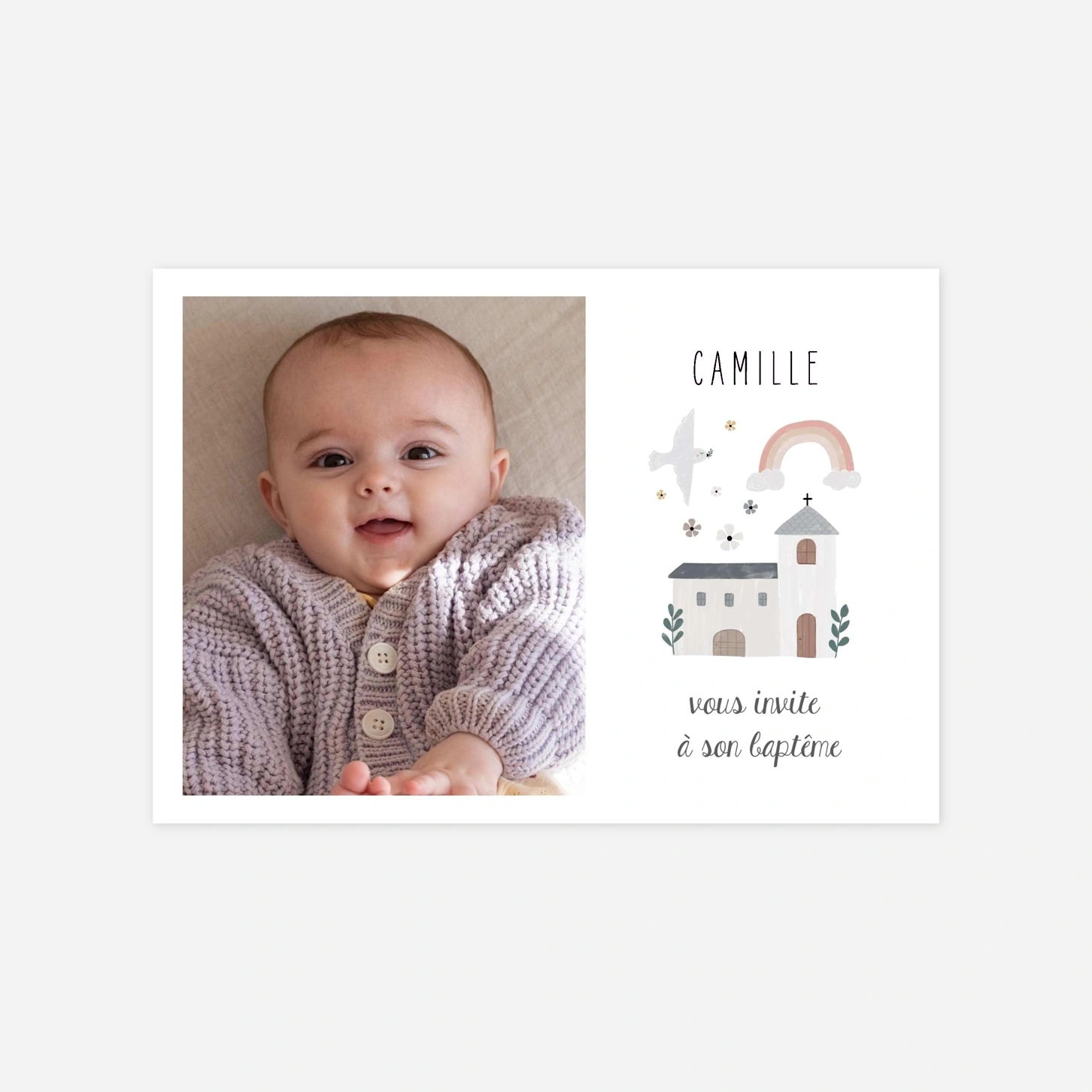 Faire-part baptême Écrin sacré photo