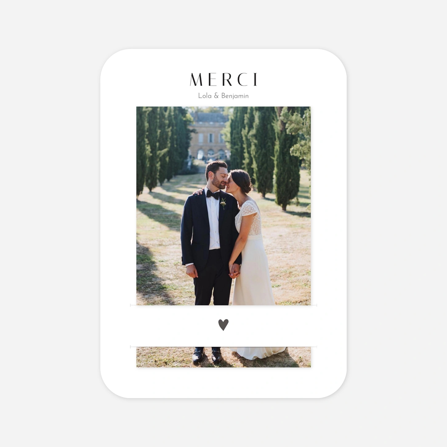 Carte de remerciements Petit coeur