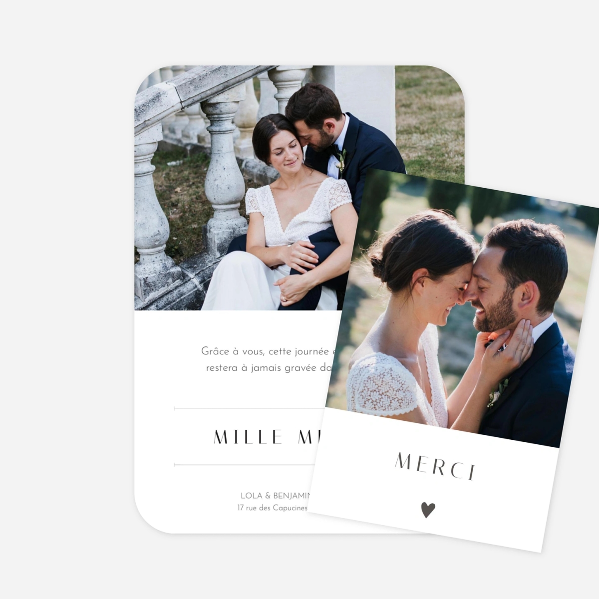 Carte de remerciements Petit coeur