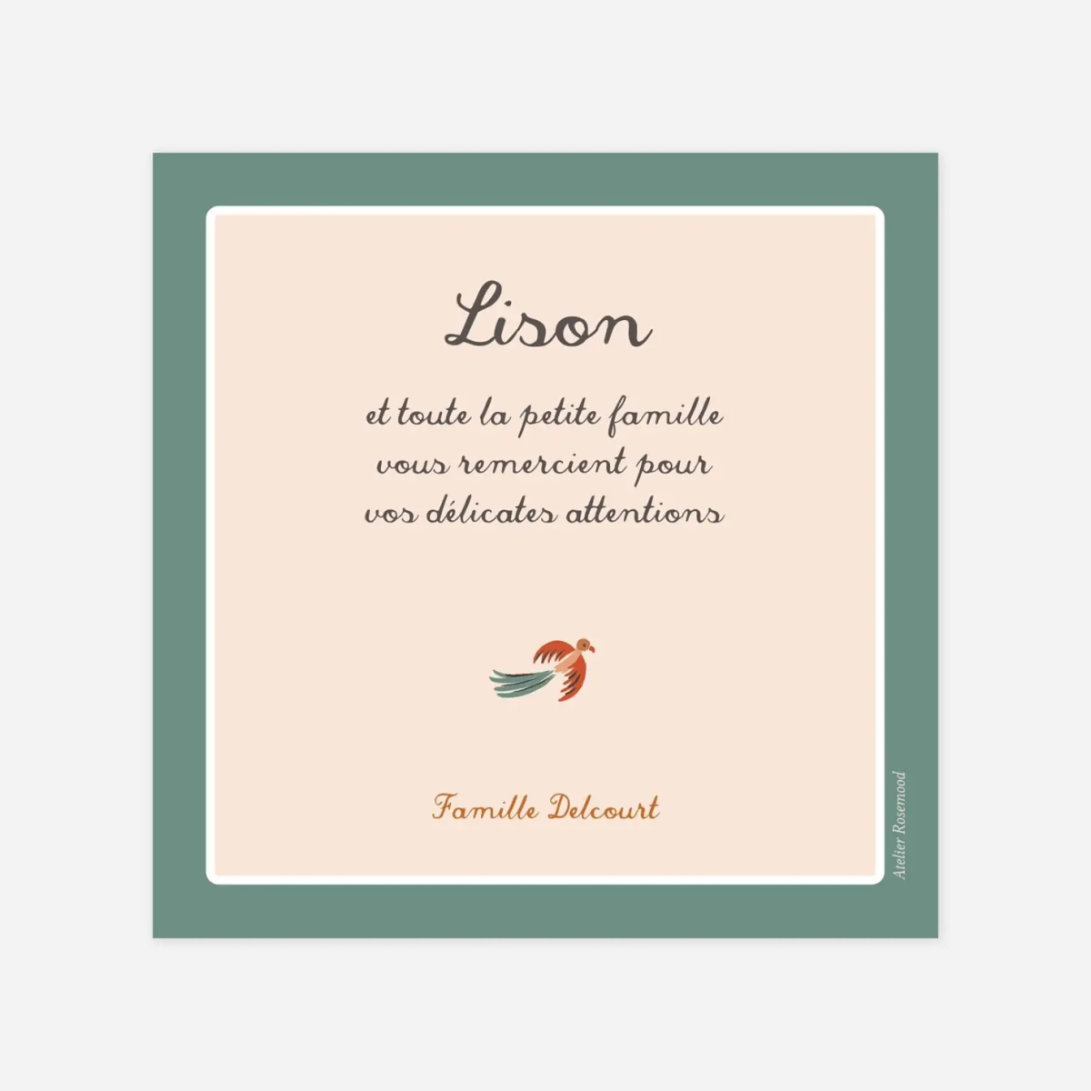 Carte remerciement baptême Petite jungle